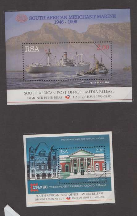 RSA - 1996 - 2 x Media Releases - Merchant Marine  (SACC 971) + Capex '96 (SACC 954)