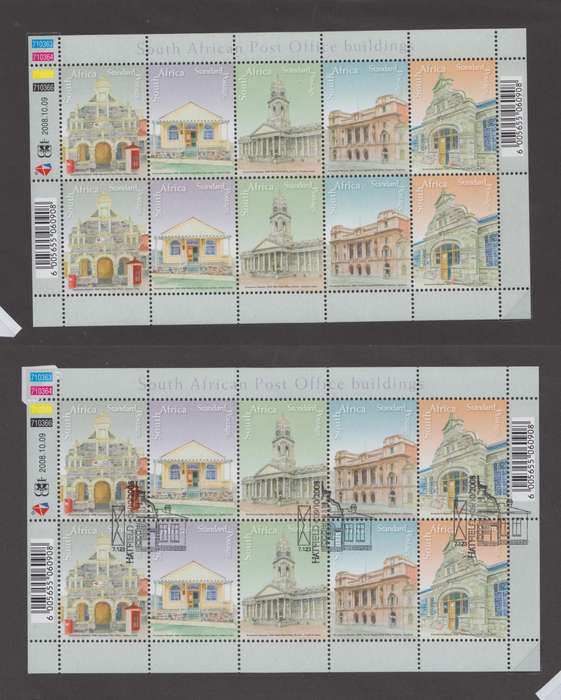 RSA - SA Postoffice Buildings Sheet MNH + CTO sheet MNH - SACC 1906-1910