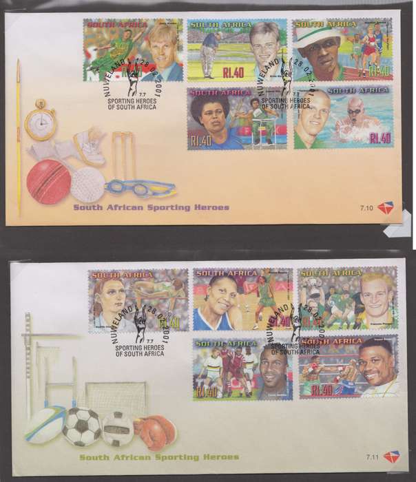 RSA - SA Sporting Heroes FDC 7.10 &7.11 - SACC 1348-1357