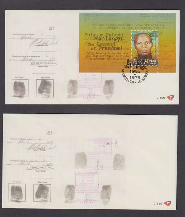 RSA - Solomon Mahlangu FDC 7.159 + Unserviced FDC - SACC 1974