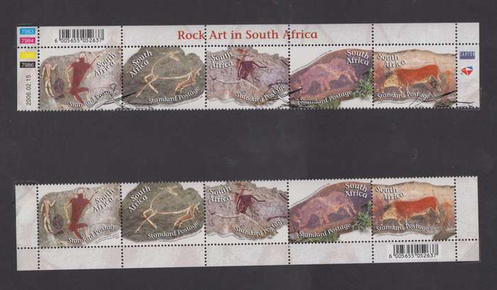 RSA - Rock Art in SA - Control strip and CTO Setenant strip (SACC 1758-1762)