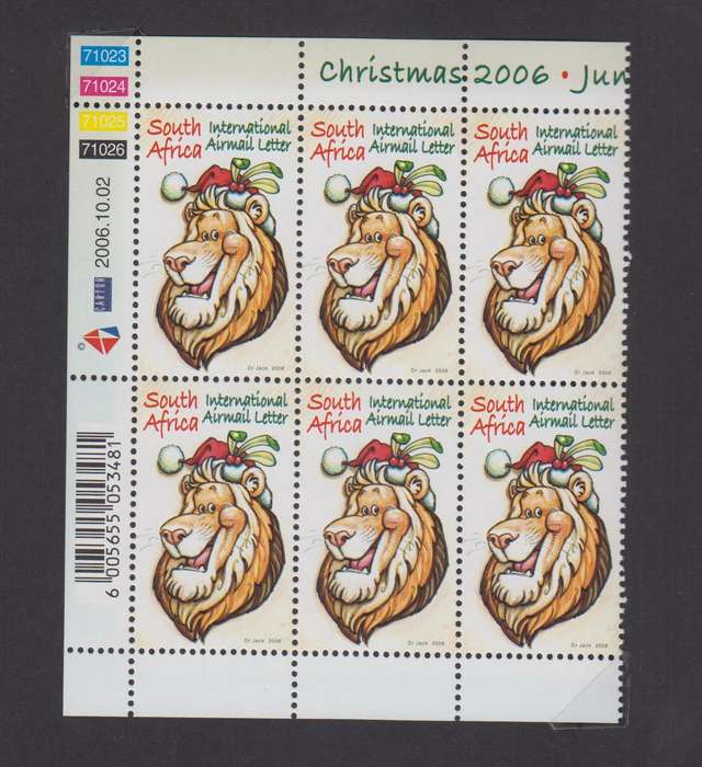 RSA - 2006 -Christmas 2006 - MNH Control Block of 6 (SACC 1806)
