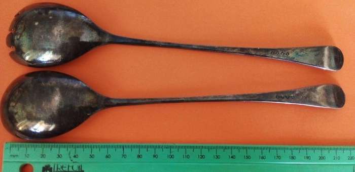 OLD SALAD FORK AND SPOON SET EARLY  1900S. SHEFFIELD