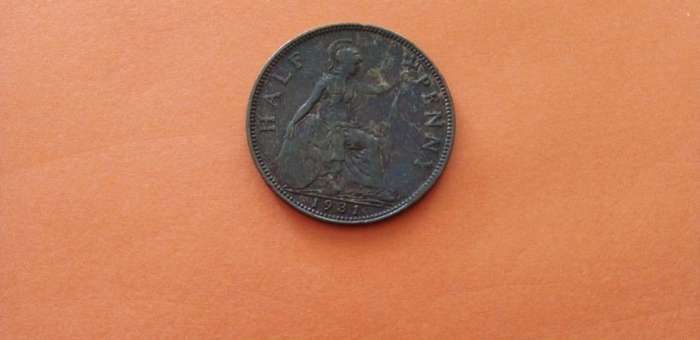 BRITISH 1931 HALF PENNY COIN as per image.