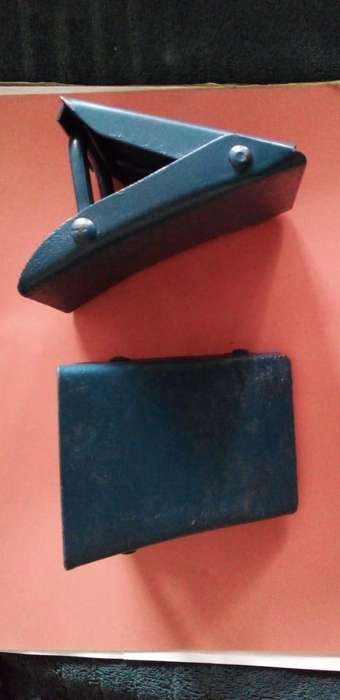 A SET OF OLD VEHICLE TYRE WEDGES.