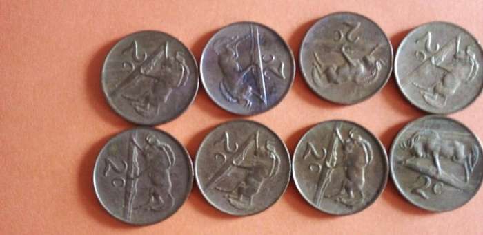 RSA OLD TWO CENT COINS. X8