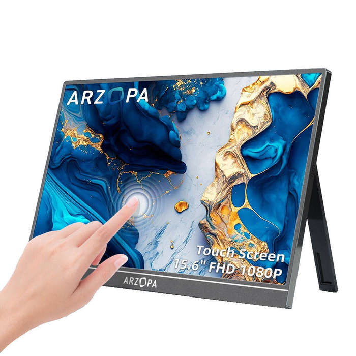 Arzopa - 15.6" Touch Screen Full HD 1080P IPS - Portable Monitor with Stand