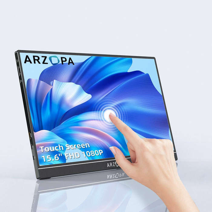 Arzopa - 15.6" Touch Screen Full HD 1080P IPS - Portable Monitor with Stand
