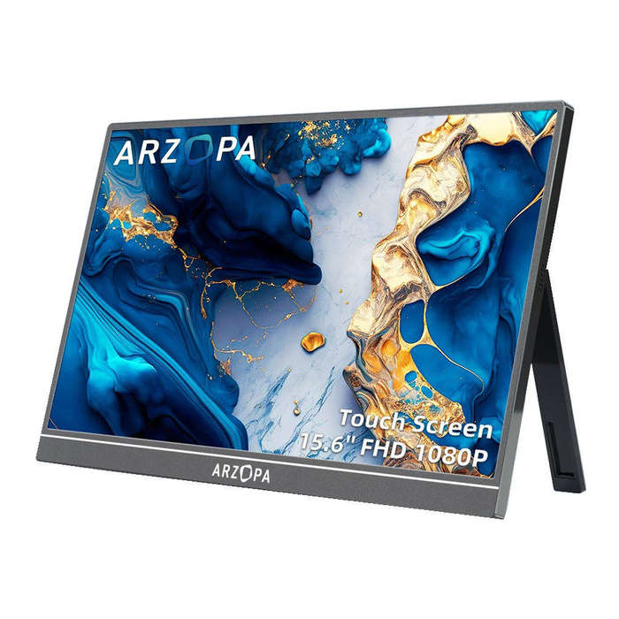 Arzopa - 15.6" Touch Screen Full HD 1080P IPS - Portable Monitor with Stand