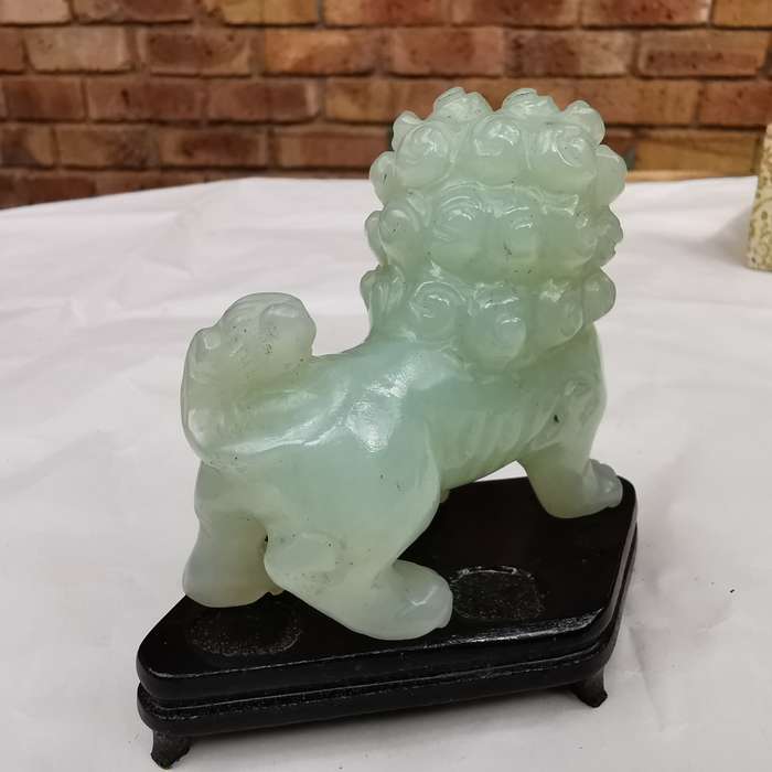 Antique Chinese Hotan jade a pair of Lions Original Carving