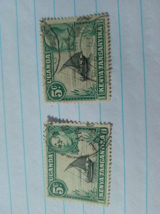 Uganda Kenya Tanganyika stamps 1 X rope reaches sail 1 x rope not reaches sail.