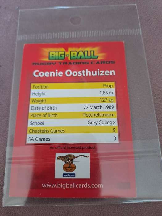 Coenie Oosthuizen, Springbok original signature
