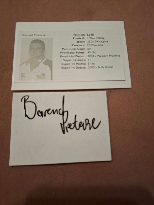 Barend Pieterse (Springbok 793) original autograph