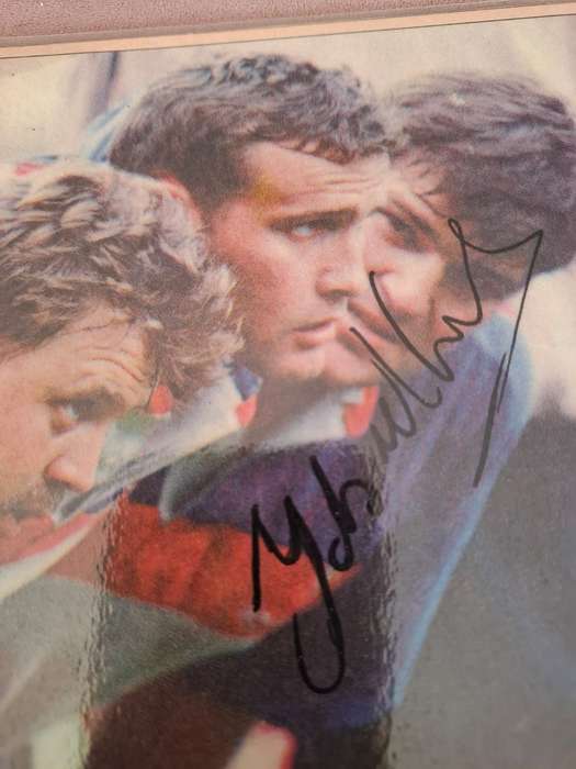 Rugby, Tommy Laubscher, Toks van der Linde original autographs, Laminated