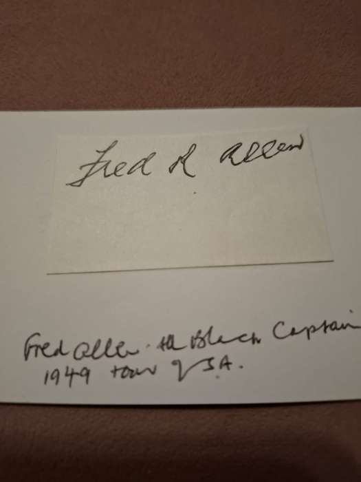 Fred Allen, All Black Rugby Captain, original autograph