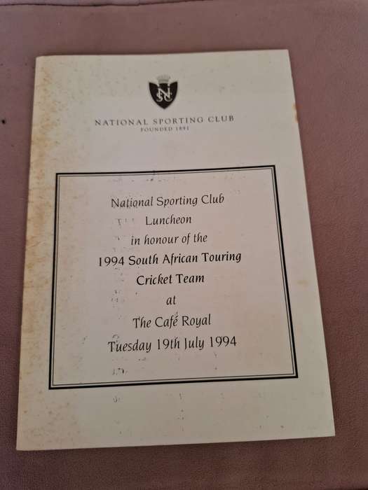 1st cricket team to England 1994 souvenir, plus 4 x English cricket legends autographs