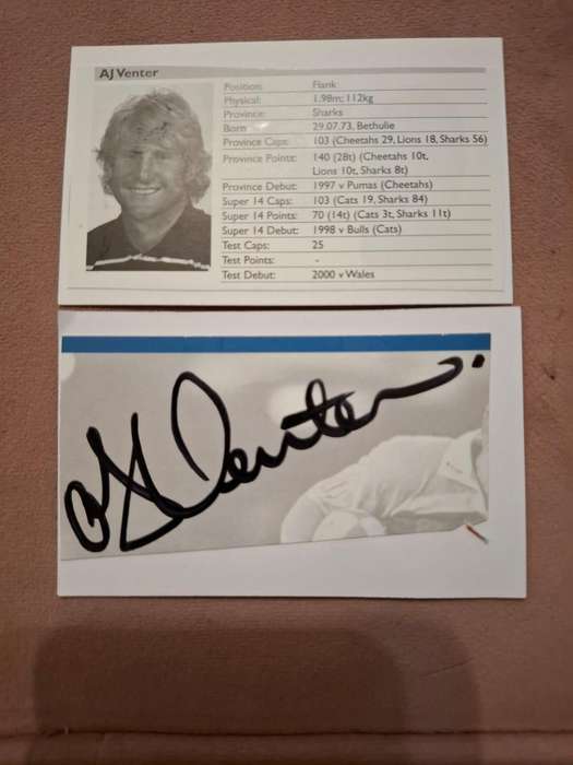 A J Venter, Springbok, original autograph