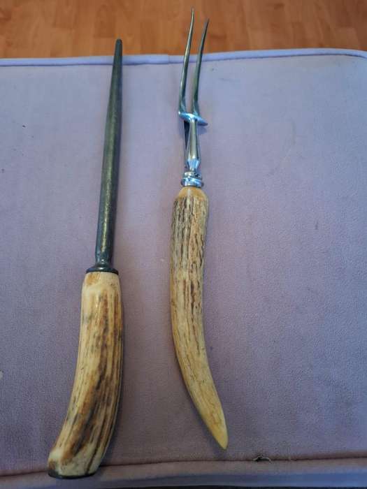Knife Sharpener and Carving Fork (Antler handles)