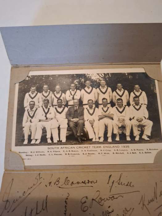 South Africa Cricket XI touring side 1935 with 15 original autographs