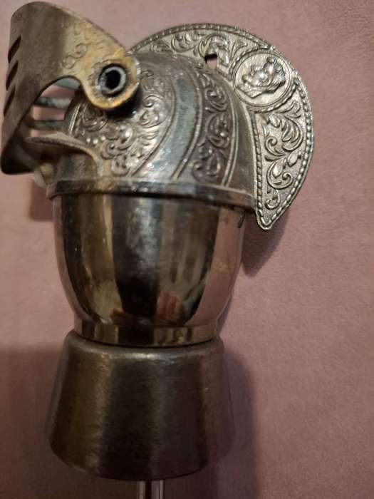 Vintage metal/silver Knight`s Helmet pourer/bottle stopper