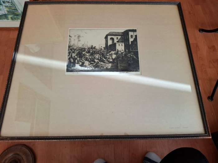 Indian Market, Durban, limited edition original etching no7 by Longford Macdonald 1905-1957