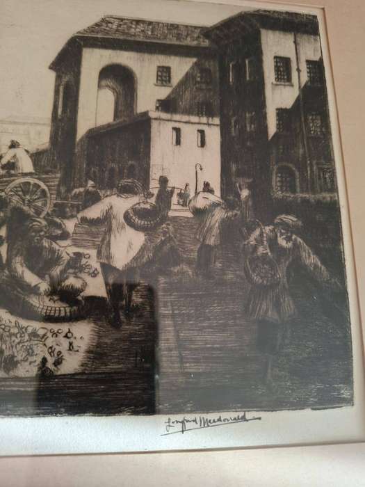 Indian Market, Durban, limited edition original etching no7 by Longford Macdonald 1905-1957