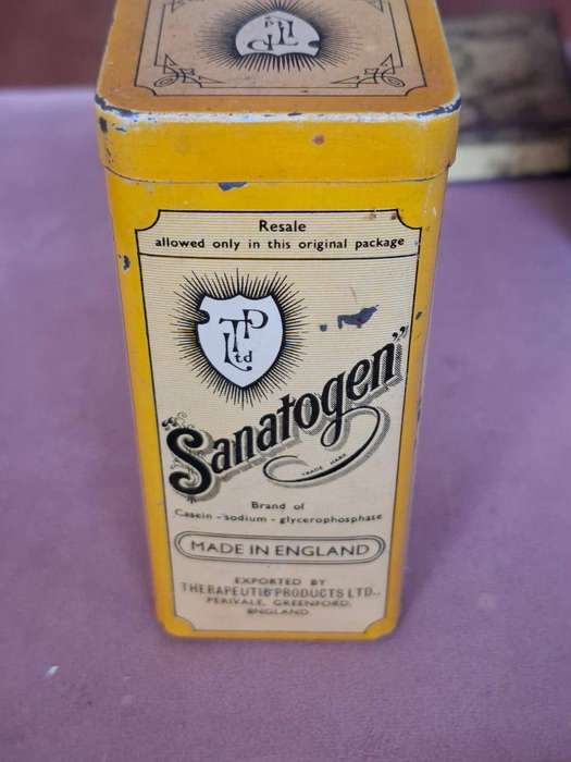 3 x Antique tins, Mazawattee Tea tin, State Express 555 cigarette tin, Sanatogen tin