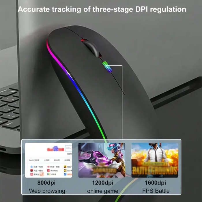 Wireless flashing RGB Mouse For PC/Laptop LED Backlight (Black)