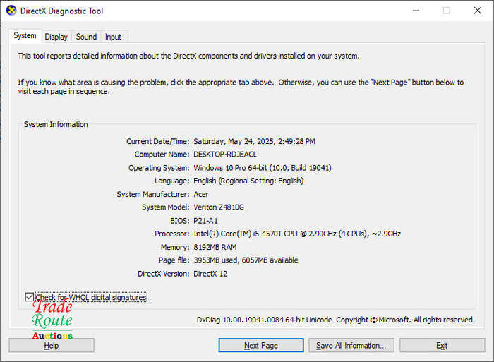 Acer Veriton VZ4810G Core i5 All in One PC -  8GB RAM 1TB HDD
