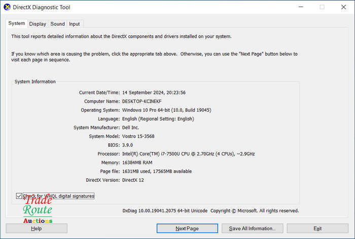 DELL VOSTRO 3568 15.6inch LAPTOP | CORE i7 7500U 7th Gen 2.7GHz | 16GB RAM | 320GB HDD -Damaged body