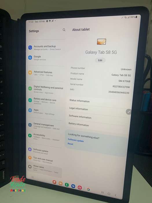 Galaxy Tab S8 SM-X706B 256GB 11-inch 5G Tablet - Tiny chip