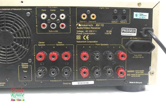 Nakamichi AV-10 AV Receiver - Powers on / No Sound Salvage Stock Faulty