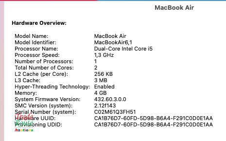 MacBook Air 11.6-inch | Core i5 1.3GHz | 4GB RAM | 128GB SSD FLASH MAC OS Big Sur
