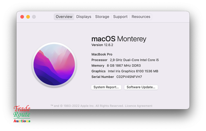 MacBook Pro 13.3-inch * macOS Monterey ** RETINA ** Core i5 2.9GHz | 8GB RAM | 500GB SSD
