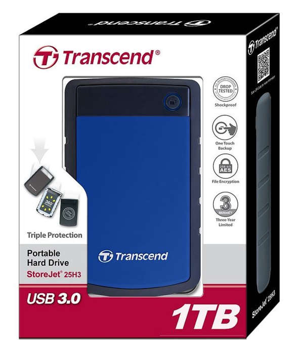 1TB External HDD - Transcend StoreJet 25H3 ** NEW OPEN BOX **