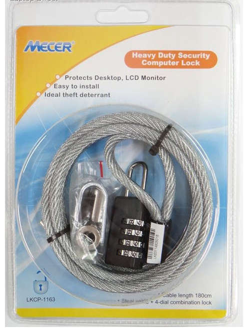 Mecer 4-Dial PC Cable Lock - Anti-Theft Office Laptop PC Computer Monitor Desk Security Lock
