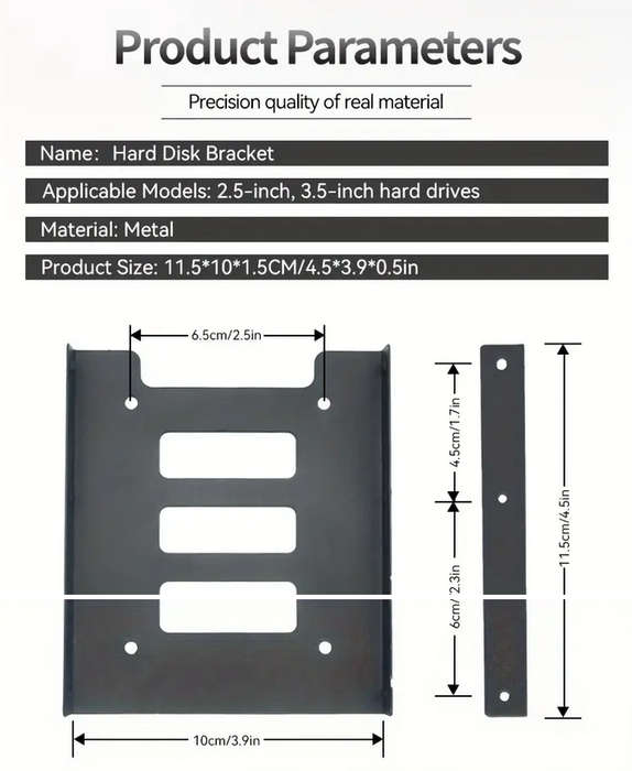 HDD SSD 2.5 inch To 3.5 inch HDD Mounting Bay Metal Bracket with Screws