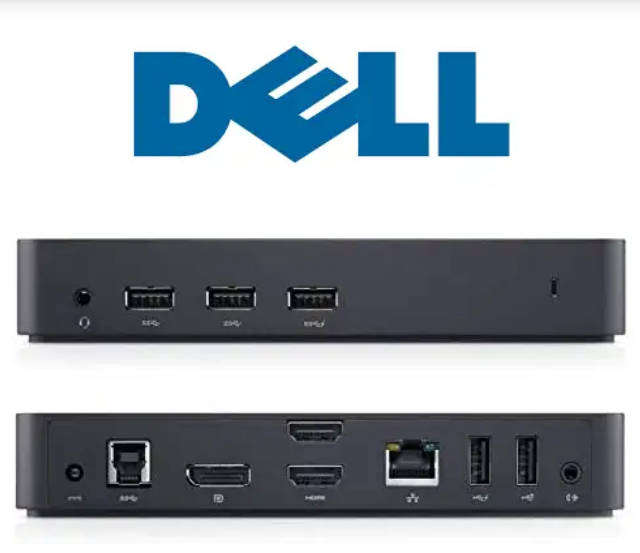 Dell D3100 USB 3.0 Ultra HD/4K Triple Display Docking Station , Black + 45W DELL Charger