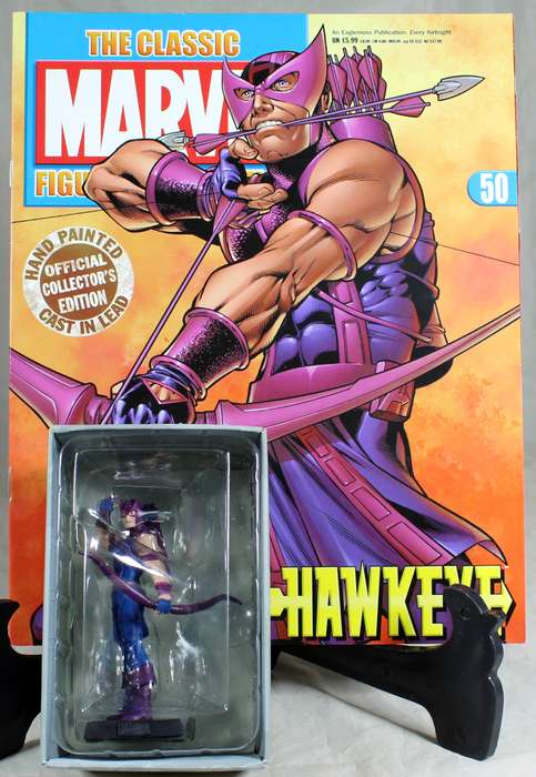 Marvel comics - lead, hand painted figurine with book - Hawkeye #50