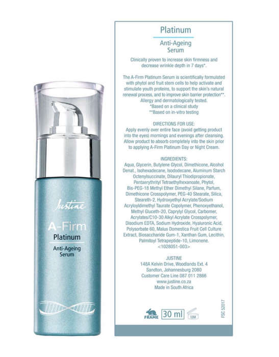 Justine A-Firm Platinum Anti-Ageing Serum - 30ml