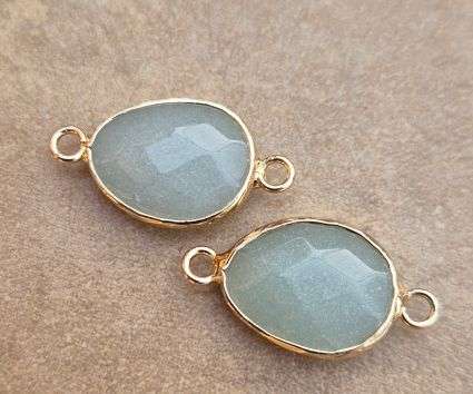 *Clearance Sale*1 pc Natural /  Green Aventurine  / Faceted / Drop / Gold Tone /  Connector