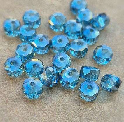 *Clearance Sale*20pc   Blue /Rondelle / Faceted / AB Electroplated Glass Beads