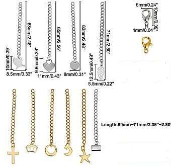 *Clearance Sale*68Pcs Stainless Steel /  Gold / Silver Tone / Extender Chains / Clasps