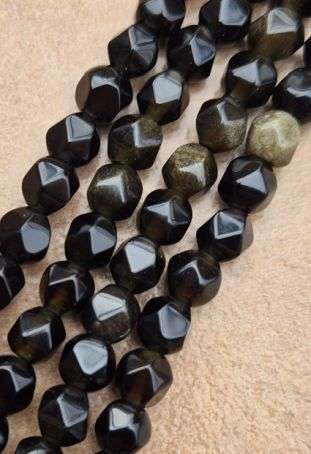 *Clearance Sale*1 Strand (+/- 6mm)  Natural / Golden Sheen Obsidian / Faceted  Beads +/- 64