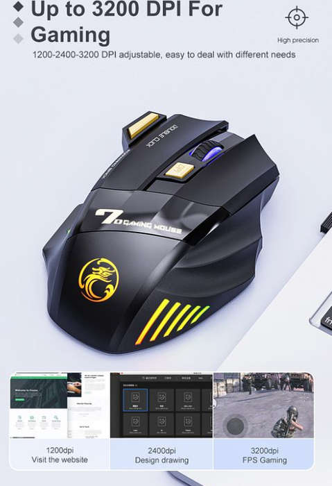 GW-X7 Wireless Gaming Mouse -  Bluetooth 2.4GHz double mode