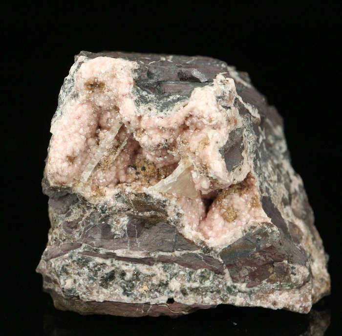 Baryte on Rhodochrosite,"N'Chwaning II Mine, Kalahari Manganese Field, Northern Cape, South Africa "