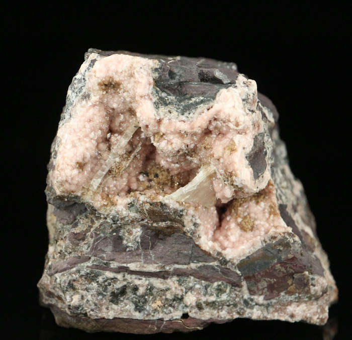 Baryte on Rhodochrosite,"N'Chwaning II Mine, Kalahari Manganese Field, Northern Cape, South Africa "