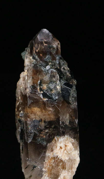Aegirine on Smoky Quartz, Mount Malosa, Zomba, Southern Region, Malawi