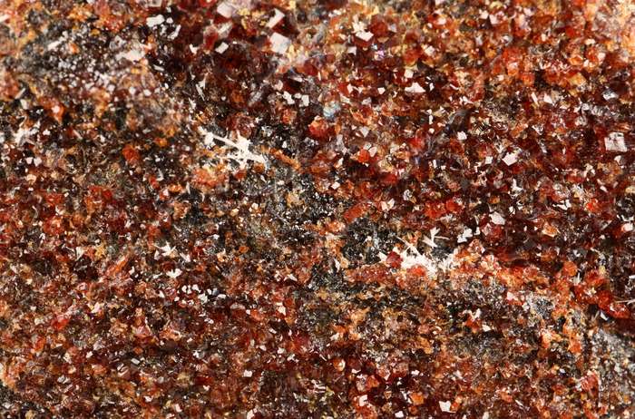 Baryte on Andradite Garnets on Host Matrix, N'Chwaning II, Northern Cape, South Africa