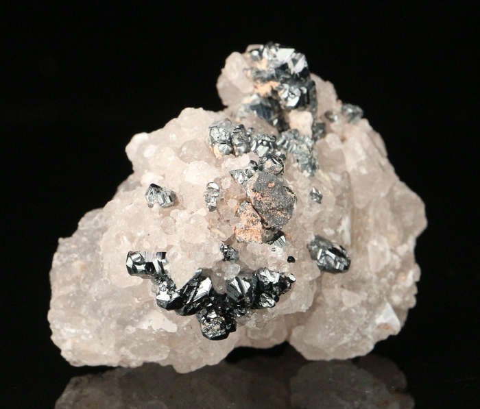 Calcite on Hematite, "N'Chwaning II Mine, Kalahari Manganese Field, Northern Cape, South Africa "